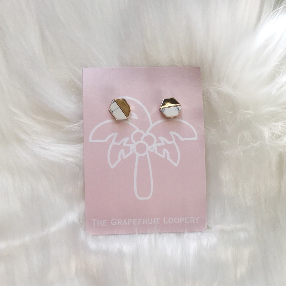 New, White and Gold Colored Studs Stud Earrings